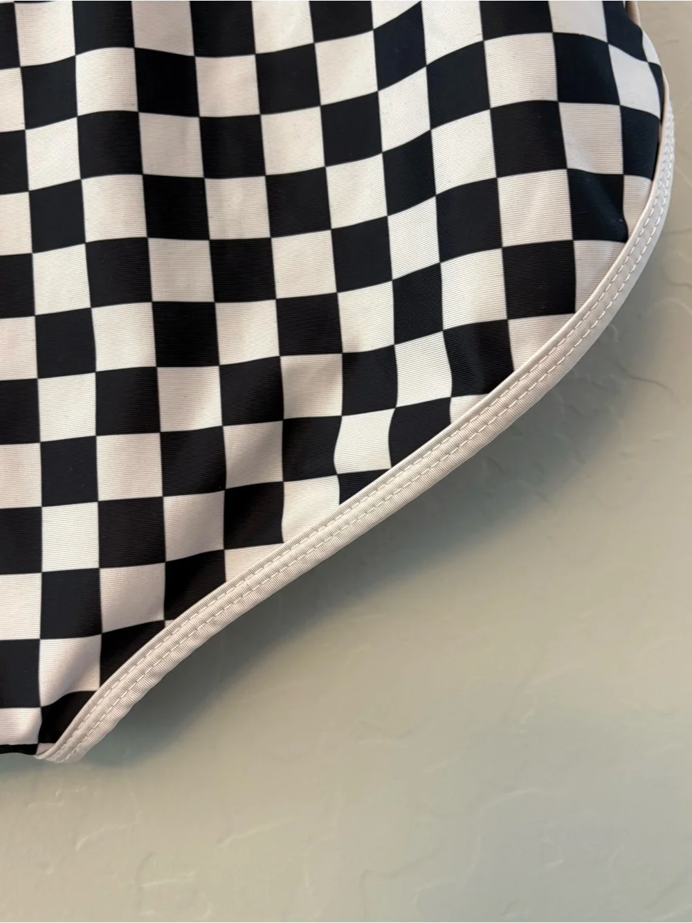 Salt Gypsy Betty high waisted boyshort surf bottoms white black checkers medium